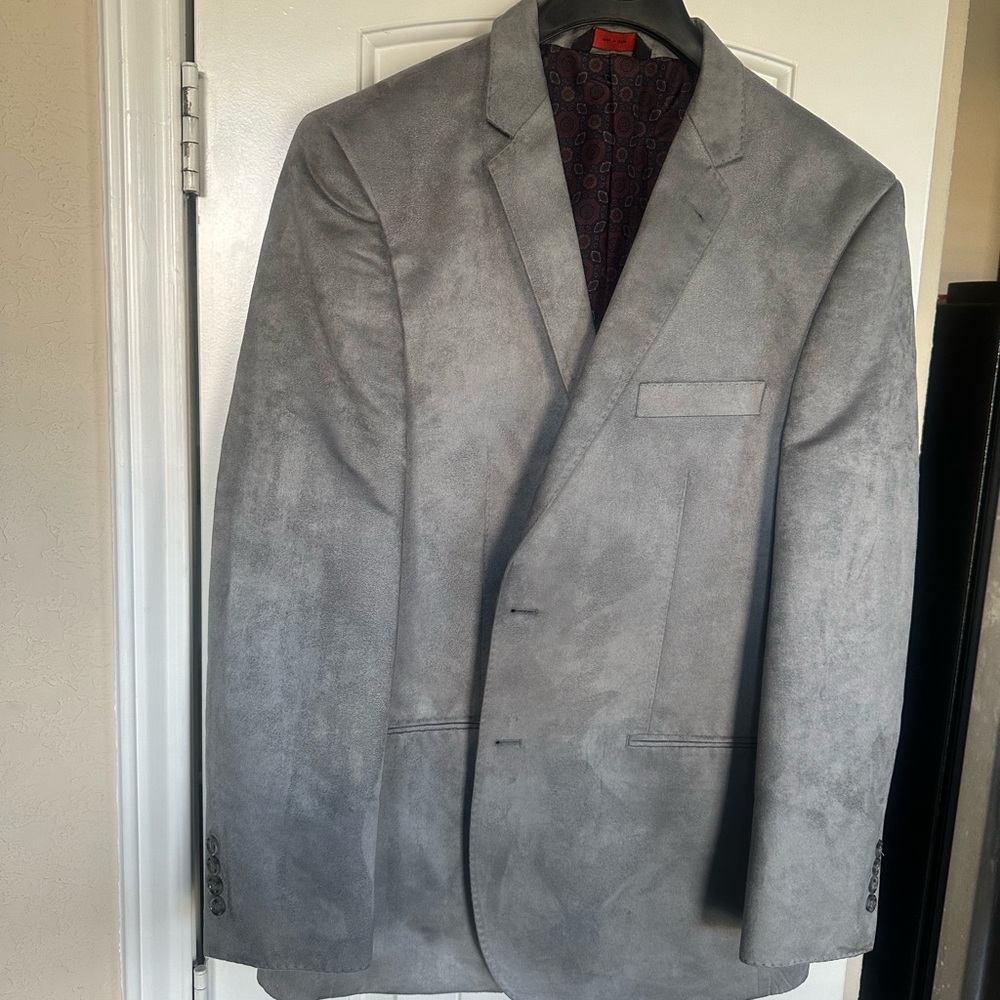 Linea Uomo Men’s Suede Jacket Blazer Sports Coat Gray Size 44R
